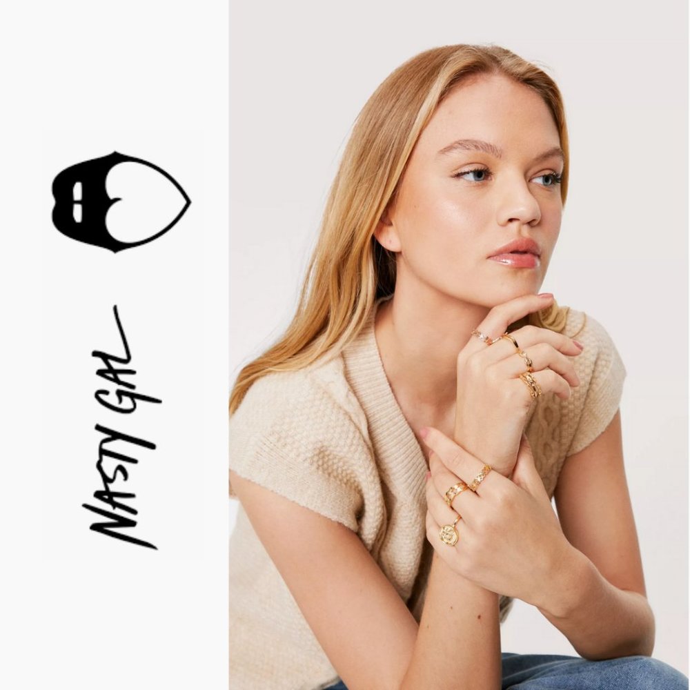 NWT Nasty Gal 9 Piece Multi Design Ring Set